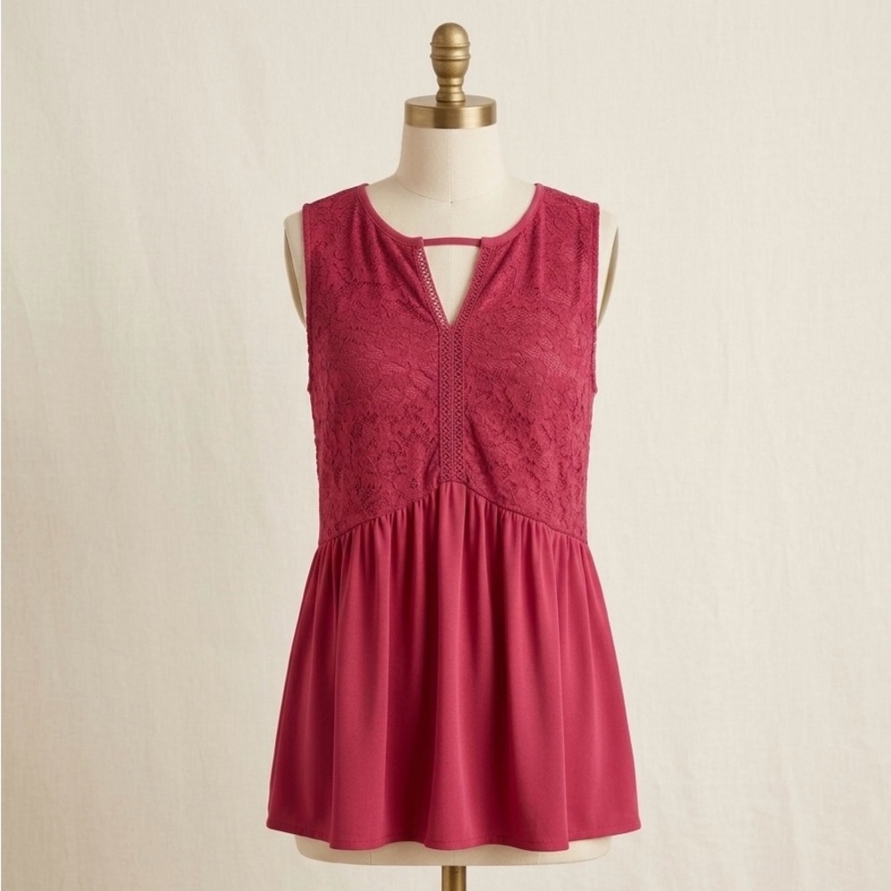Torrid Magenta Lace-Bodice Babydoll Top